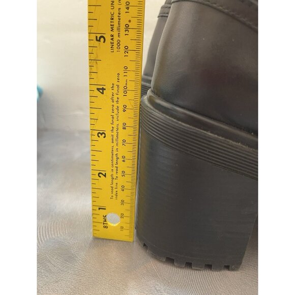 Zara Grunge Goth Bikercore black platform stack-heeled lace-up combat boots 39 8 - Picture 4 of 12